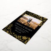 ゴールドフォイルハーベストフラワーフォト結婚式招待状 箔招待状 (回転した状態)