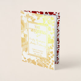 ゴールドフォイルバラと結婚ハート 箔カード