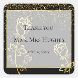 ゴールドフォイルバラの花の透感謝していかしをテーマ スクエアシール