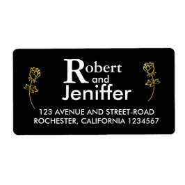 ゴールドフォイルバラの花の透結婚かしテーマ ラベル