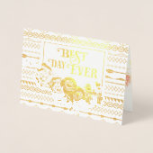 ゴールドフォイルバラアステカタイポグラフィ結婚式招待状 箔カード (正面)