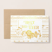 ゴールドフォイルバラアステカタイポグラフィ結婚式招待状 箔カード (封筒付き正面)