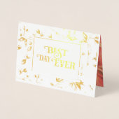 ゴールドフォイルバラタイポグラフィ結婚式招待状 箔カード (正面)