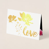 ゴールドフォイルバラタイポグラフィ結婚式招待状 箔カード (正面)