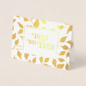 ゴールドフォイルバラタイポグラフィ結婚式招待状 箔カード (正面)