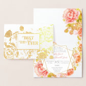 ゴールドフォイルバラタイポグラフィ結婚式招待状 箔カード (ディスプレー)