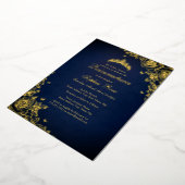 ゴールドフォイルバラネイビーキンセアニェラ誕生日 箔招待状 (回転した状態)