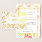 ゴールドフォイルバラピンクタイポグラフィ結婚式招待状 箔カード (ディスプレー)