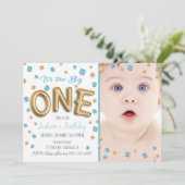 ゴールドフォイルバルーン1stバースデーフォト招待状 招待状 (スタンド正面)