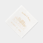 ゴールドフォイルパーソナライズされたアトランタ結婚ナプキンス 箔ナプキン (右)