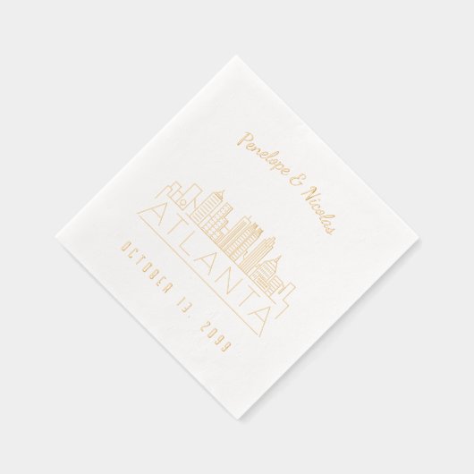 ゴールドフォイルパーソナライズされたアトランタ結婚ナプキンス 箔ナプキン (右)