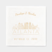 ゴールドフォイルパーソナライズされたアトランタ結婚ナプキンス 箔ナプキン (正面)