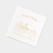 ゴールドフォイルパーソナライズされたアーリントン結婚ズ・ナプキンス 箔ナプキン (左)