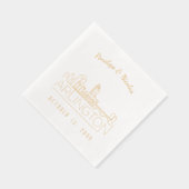 ゴールドフォイルパーソナライズされたアーリントン結婚ズ・ナプキンス 箔ナプキン (右)