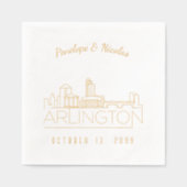 ゴールドフォイルパーソナライズされたアーリントン結婚ズ・ナプキンス 箔ナプキン (正面)