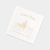 ゴールドフォイルパーソナライズされたオマハ結婚のナプキンス 箔ナプキン (左)