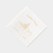 ゴールドフォイルパーソナライズされたオマハ結婚のナプキンス 箔ナプキン (右)