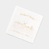 ゴールドフォイルパーソナライズされたオランダズ結婚ナプキン 箔ナプキン (左)