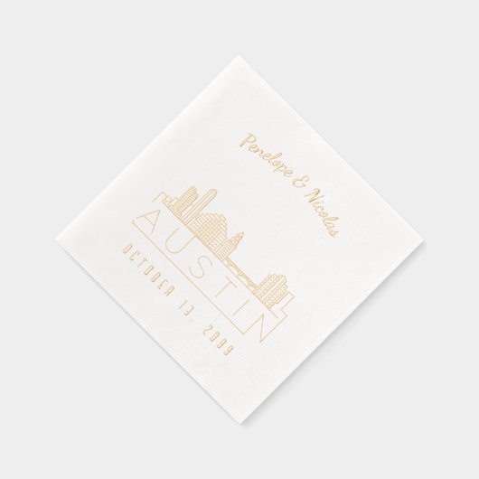 ゴールドフォイルパーソナライズされたオースティン結婚ズのナプキンス 箔ナプキン (右)
