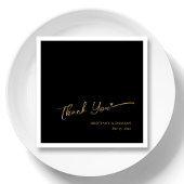 ゴールドフォイルパーソナライズされたサンキュー結婚- Black スタンダードカクテルナプキン