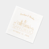 ゴールドフォイルパーソナライズされたサンディエゴ結婚のナプキンス 箔ナプキン (左)
