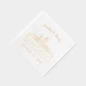 ゴールドフォイルパーソナライズされたサンディエゴ結婚のナプキンス 箔ナプキン (右)