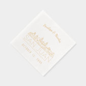 ゴールドフォイルパーソナライズされたサンフアン結婚ズナプキンス 箔ナプキン (右)