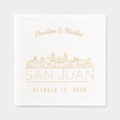 ゴールドフォイルパーソナライズされたサンフアン結婚ズナプキンス 箔ナプキン (正面)