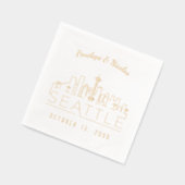 ゴールドフォイルパーソナライズされたシアトル結婚ズナプキンス 箔ナプキン (左)