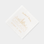 ゴールドフォイルパーソナライズされたシカゴ結婚のナプキンス 箔ナプキン (右)