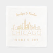 ゴールドフォイルパーソナライズされたシカゴ結婚のナプキンス 箔ナプキン (正面)