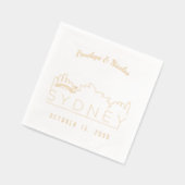 ゴールドフォイルパーソナライズされたシドニ結婚ーのナプキンス 箔ナプキン (左)