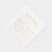 ゴールドフォイルパーソナライズされたシドニ結婚ーのナプキンス 箔ナプキン (右)