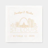 ゴールドフォイルパーソナライズされたセントルイス結婚のナプキンス 箔ナプキン (正面)