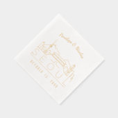 ゴールドフォイルパーソナライズされたソウルズ結婚ナプキンス 箔ナプキン (右)