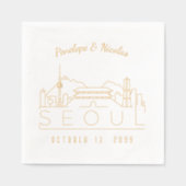 ゴールドフォイルパーソナライズされたソウルズ結婚ナプキンス 箔ナプキン (正面)