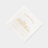 ゴールドフォイルパーソナライズされたナッシュビル結婚ズ・ナプキンス 箔ナプキン (右)