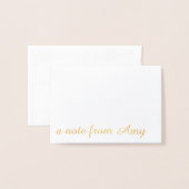 ゴールドフォイルパーソナライズされたノートカード 箔カード (封筒付き正面)