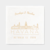 ゴールドフォイルパーソナライズされたハバナ結婚のナプキンス 箔ナプキン (正面)