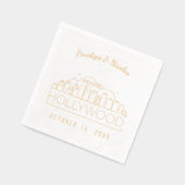 ゴールドフォイルパーソナライズされたハリウ結婚ッドナプキンス 箔ナプキン (左)