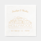 ゴールドフォイルパーソナライズされたハリウ結婚ッドナプキンス 箔ナプキン (正面)