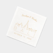 ゴールドフォイルパーソナライズされたバリ結婚のナプキンス 箔ナプキン (左)