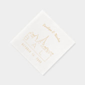 ゴールドフォイルパーソナライズされたバリ結婚のナプキンス 箔ナプキン (右)