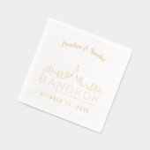 ゴールドフォイルパーソナライズされたバンコク結婚ズナプキンス 箔ナプキン (左)