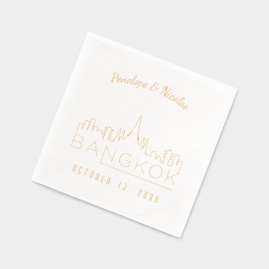 ゴールドフォイルパーソナライズされたバンコク結婚ズナプキンス 箔ナプキン (左)