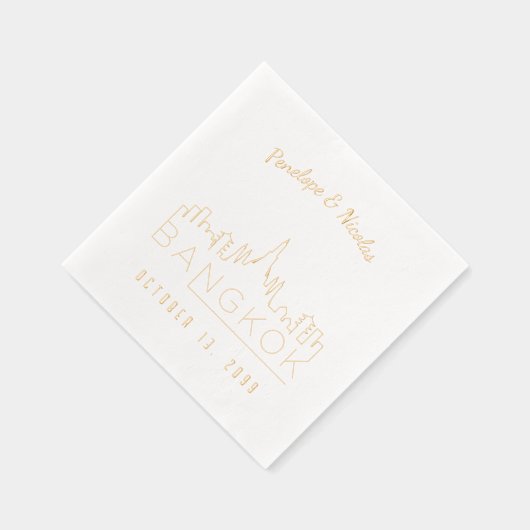 ゴールドフォイルパーソナライズされたバンコク結婚ズナプキンス 箔ナプキン (右)