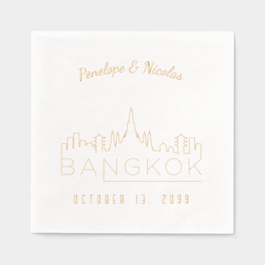 ゴールドフォイルパーソナライズされたバンコク結婚ズナプキンス 箔ナプキン (正面)