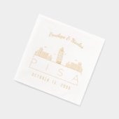 ゴールドフォイルパーソナライズされたピサ結婚のナプキンス 箔ナプキン (左)