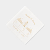 ゴールドフォイルパーソナライズされたピサ結婚のナプキンス 箔ナプキン (右)
