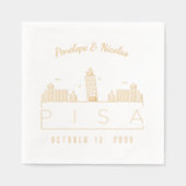 ゴールドフォイルパーソナライズされたピサ結婚のナプキンス 箔ナプキン (正面)